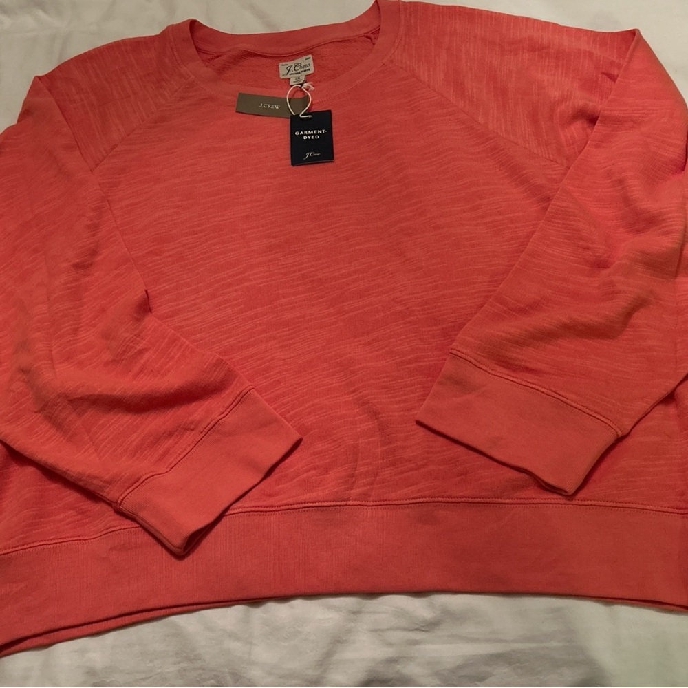 J. Crew Garment Dyed Vintage Fleece in Coral Women’s 2x NWT 100 percent cotton.